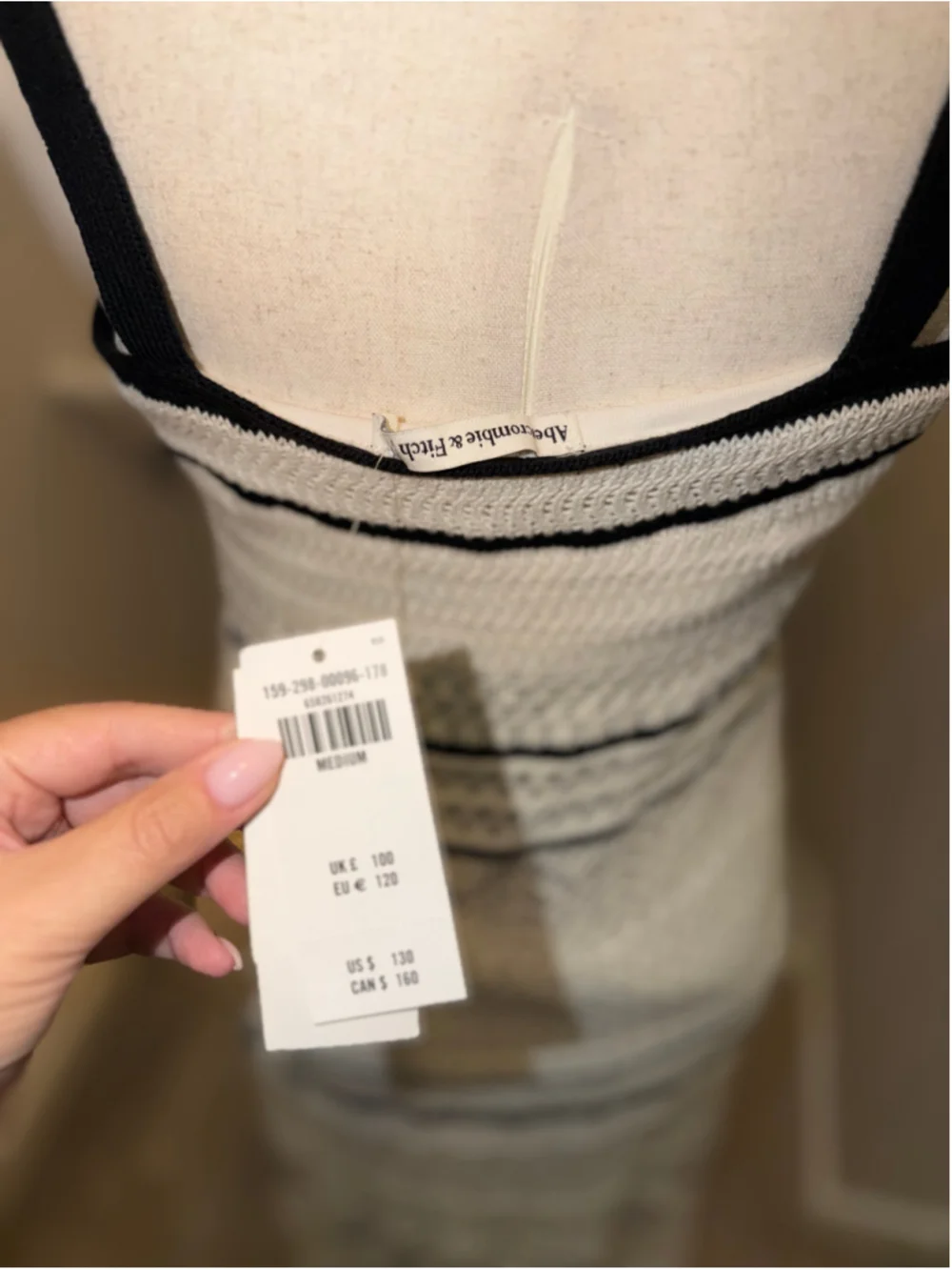 Abercrombie & Fitch Crochet Maxi Dress Size M Beige Black NWT